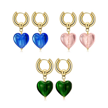 

Vintage Non-Mainstream Design Handmade Silver Foil Colored Glaze Lovely Gold Ring Earrings for Women