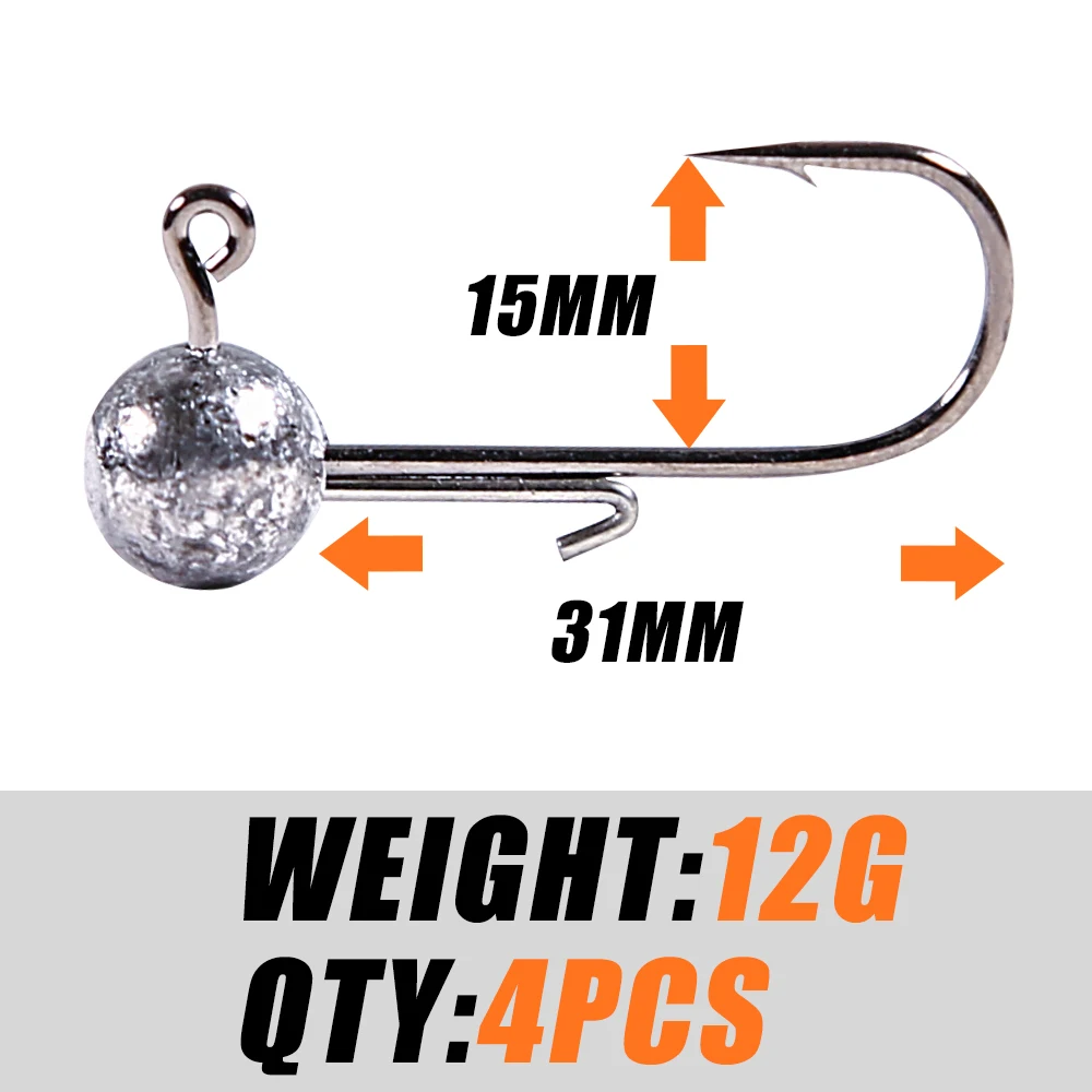 Pack De 2 Têtes De Gabarit Football – Underground Outdoors – 1/2 Once Noir – Hameçon 4/0
