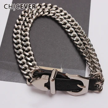 

CHICEVER PU Leather Women's Bracelet Patchwork Metal Chain Adjustable Accessories Bracelets For Female Korean 2020 Summer New