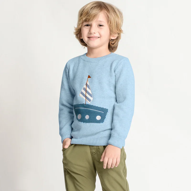 

Christmas Child Sweater Boy Kids Winter Clothes Cotton Knitted Sweater with Print Boat Warm Sweaters Children's Clothing Boys