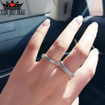 

Sweet and romantic Mozanne stone square diamond fashion OL couple ring luxurious shine Simple Exquisite Valentine's Day present