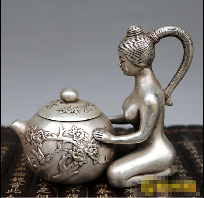 514+++ античная бронза Seiko Qianlong античная латунь украшения горшок чайник горшок paktong горничной