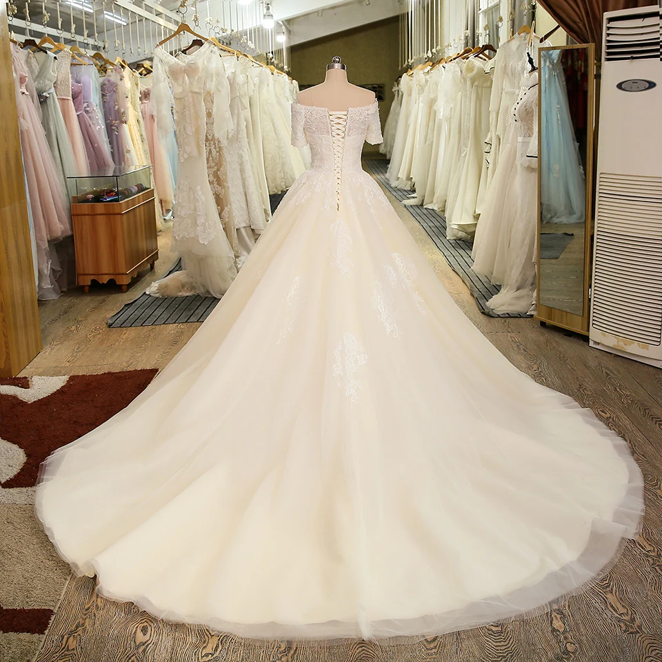 SL-6 очаровательные свадебные платья с коротким рукавом, тюлевые кружевные аппликации, винтажное свадебное платье в стиле бохо с вырезом лодочкой