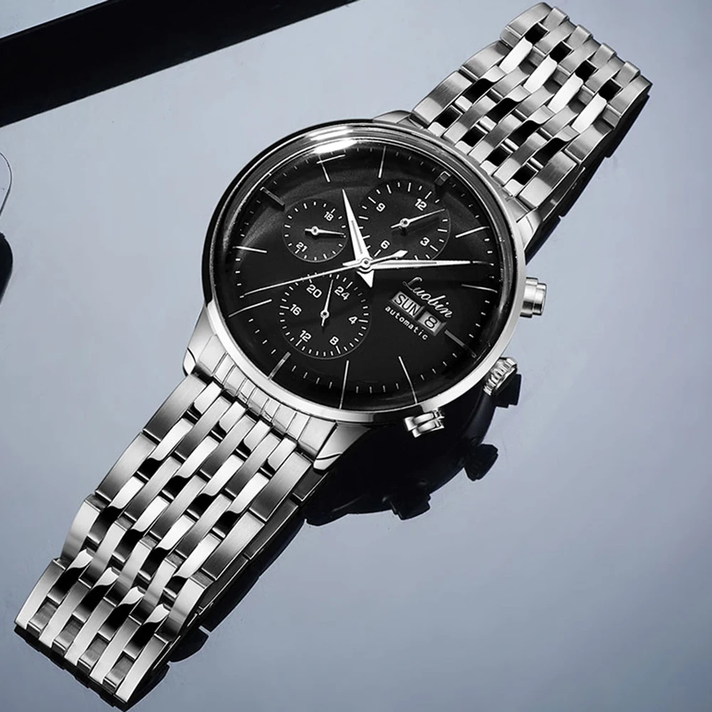Orologio meccanico da uomo di lusso moda uomo orologi automatici Luobin Business orologio da polso multifunzione orologio luminoso impermeabile  1511