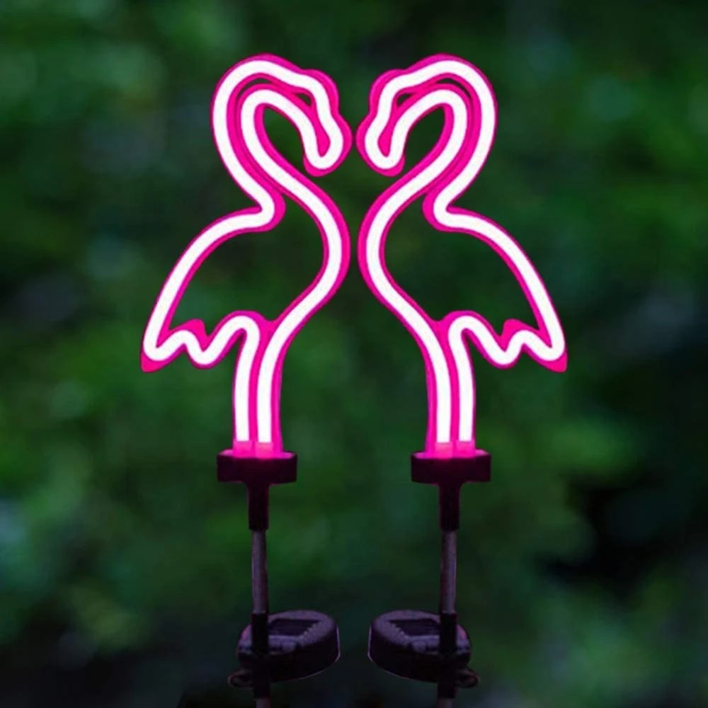 1/2/4 Pack Solar LED Neon Flamingo Lawn Lamp Solar Garden Stake Lights Outdoor Pathway Light for Lawn Patio Yard Walkway Decor solar garden lanterns