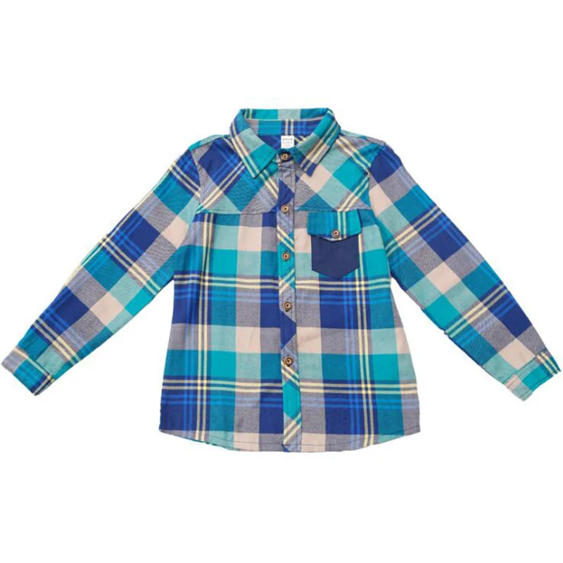 5-10T Kids Boy Shirts Spring Long Sleeve Plaid Shirt Boy Casual Turn-down Collar Blouses For Children Kids Top Clothes Baby Boy