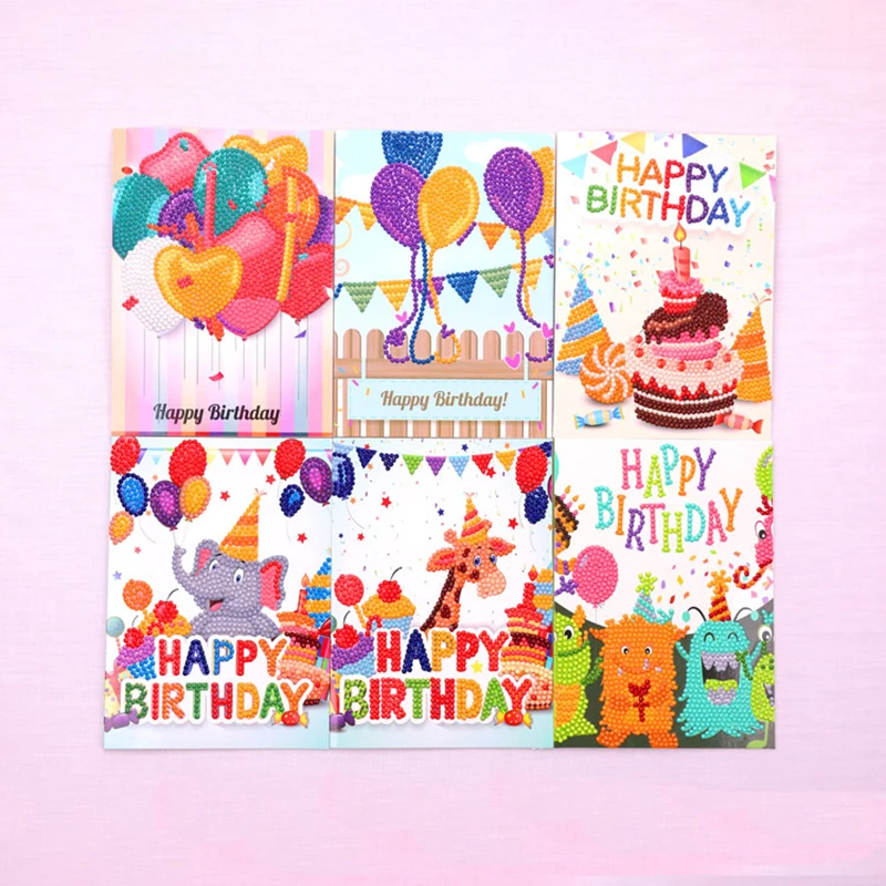  Birthday Diamond Painting Invitation Cards 5D Diy Thank You cards kids gifts toy Diamond Beads Cust - 4000383125702