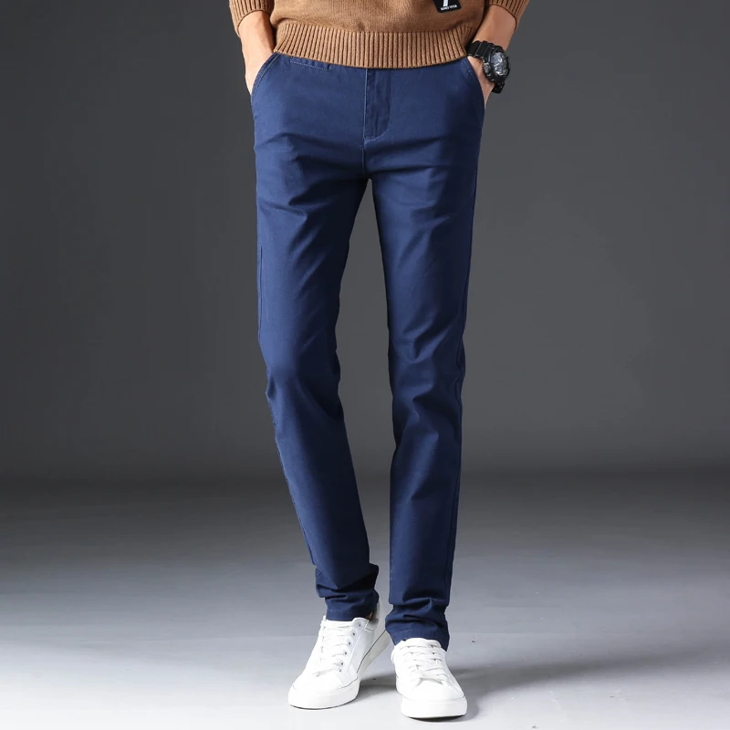 Men's Luxury Clothing Casual Pants Men Cotton Slim Striaight Chinos Fashion Trousers Male Fashion