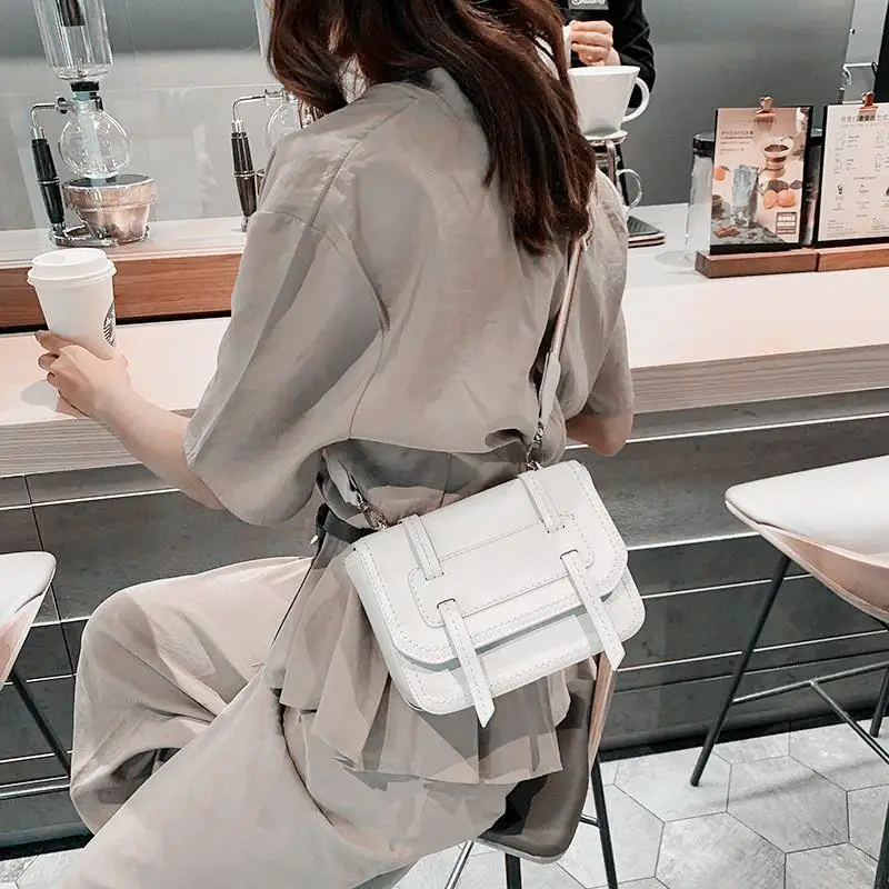 

2019 Summer New Style PU Handbag Lock Shoulder Bag Bag Fashion Wide-Strap High Grade Sense Square Sling Bag