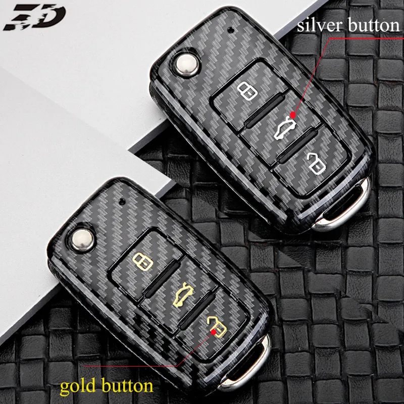 Carbon Fiber Car Key Remote Case Cover Holder Case For Volkswagen VW Golf 7 passat b6 mk7 Seat Ibiza Leon Altea Aztec For Skoda