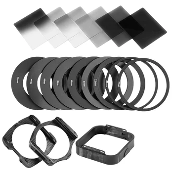

21pcs Easy Install Gradual Changing Filter Kit Neutral Density Professional Square Adaptor Ring Photography DSLR ND2 4 8