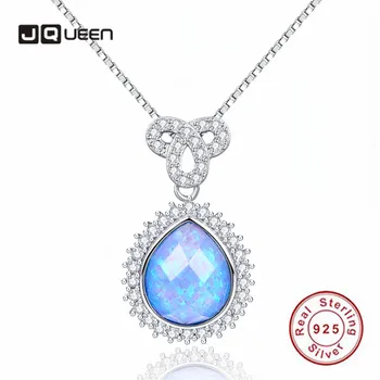 

JQUEEN New Fashion 925 Sterling Silver 10*12mm Drop-shaped Opal Eternal Knot Necklace Inlaid with Zircon Women Necklace