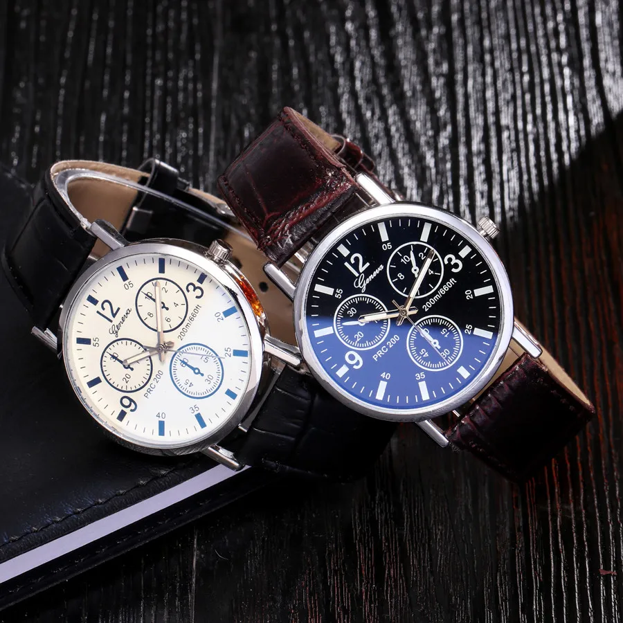 Geneva, роскошные Брендовые мужские часы, Blu Ray, стекло, часы, нейтральный кварц, имитирует наручные часы, платье, женские часы, подарки, reloj