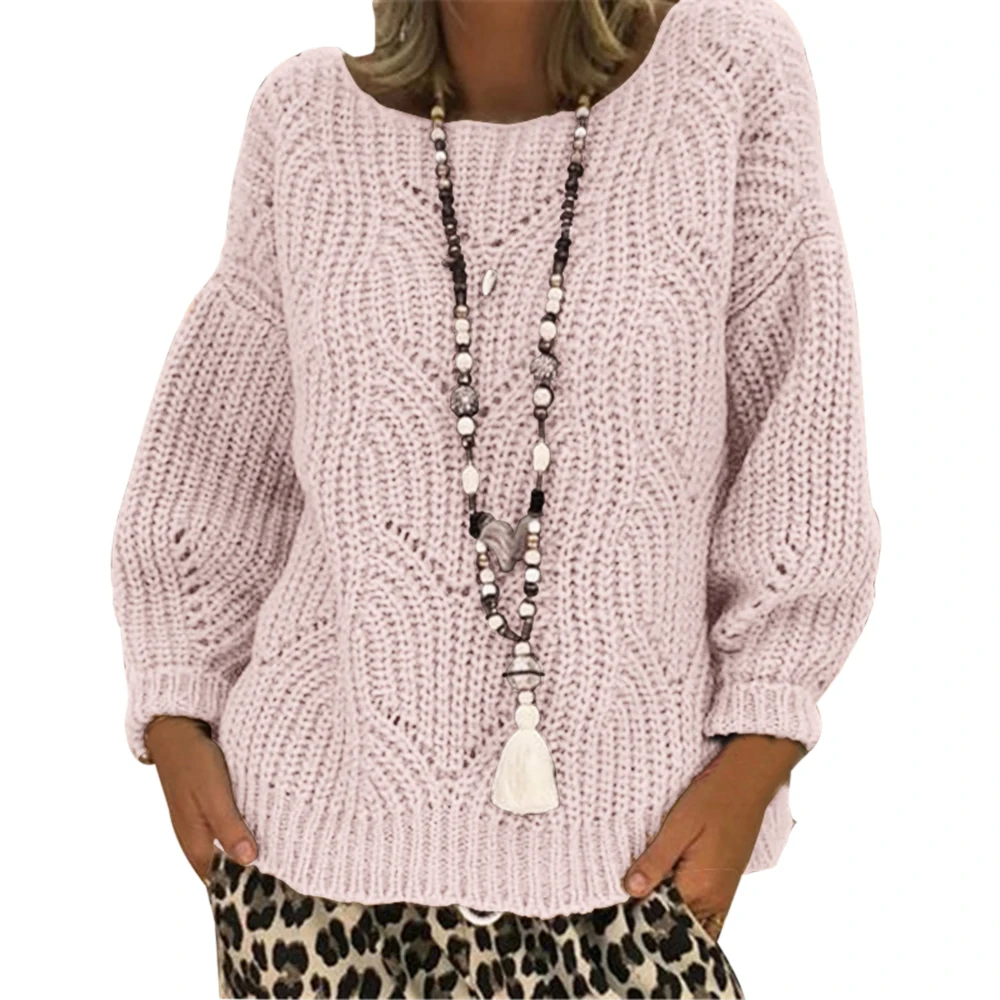 Apricot pink SFIT Повседневный Свободный вязаный пуловер Женский Осенний Однотонный свитер джемпер Pull Femme с круглым вырезом вязаный минималистичный топ размера плюс XL - Цвет: Apricot pink