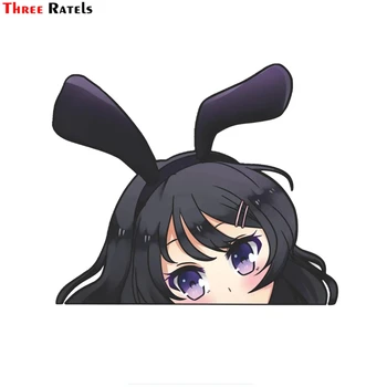 

Three Ratels FC77 Cute 3d Anime Mai from Bunny Girl Senpai Mia Sakurajima Peeking Decal Sticker on Car Bike Motorcycle Wall Home