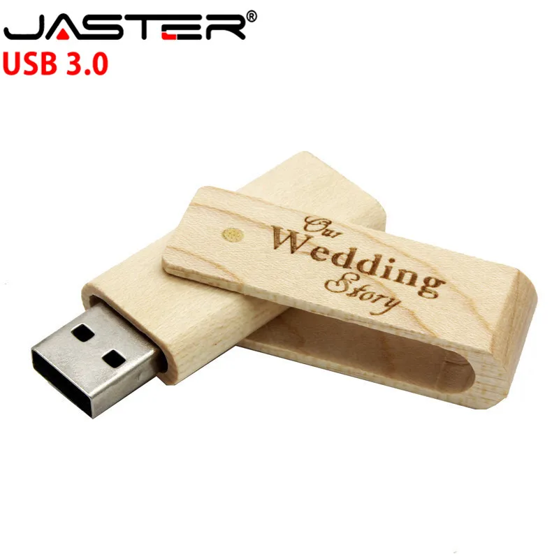 Деревянный поворотный USB флеш накопитель JASTER 3 0 4 ГБ 8 16 32 с индивидуальным