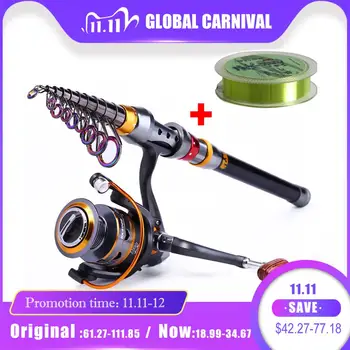 SPECIAL PROMO ❤️ Sougayilang 1.8-3.6m Telescopic Fishing Rod and 11BB Fishing Reel Wheel Portable Travel Fishing Rod Spinning Fishing Rod Combo - discount item 66% OFF Sports & Entertainment