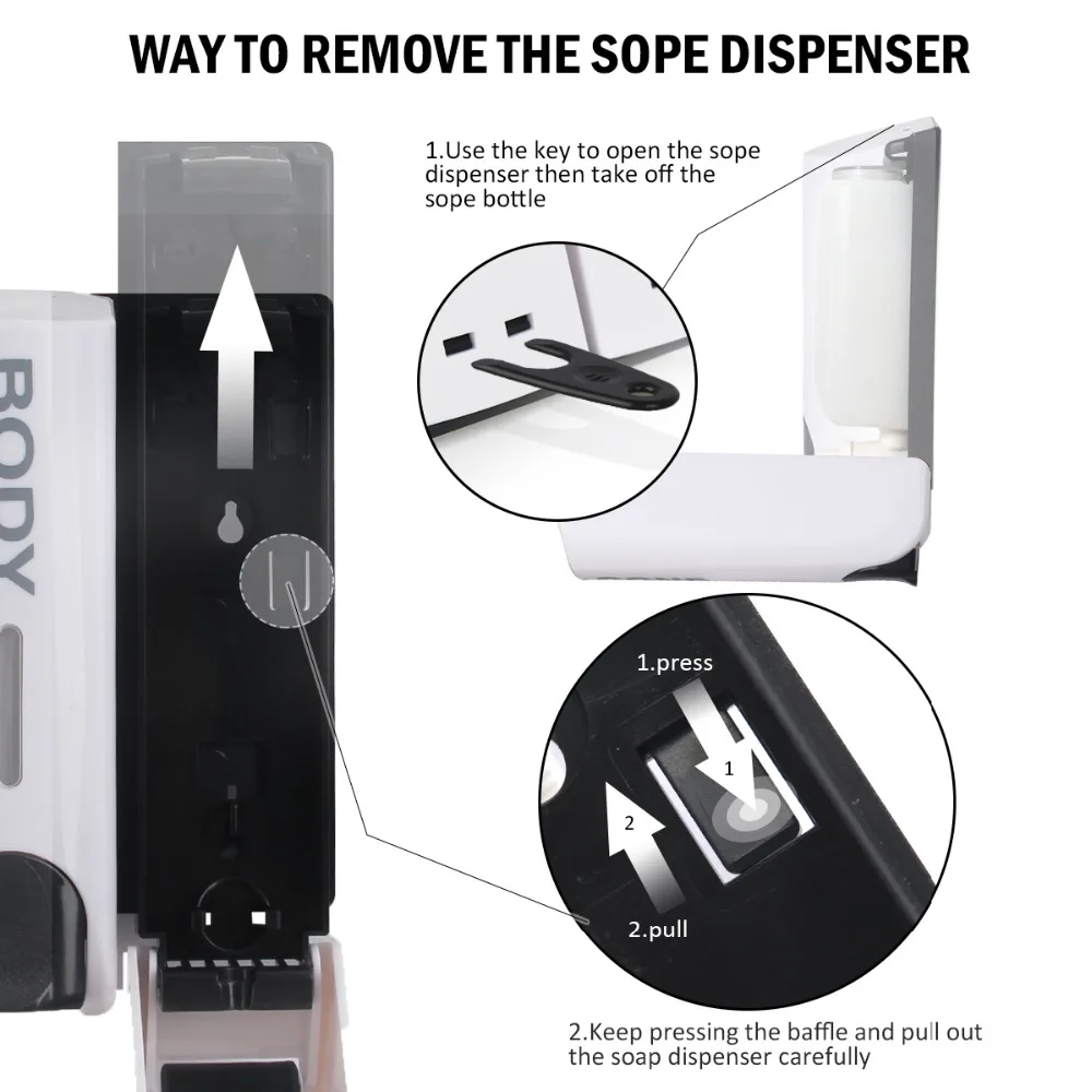 Soap Dispenser Wall Mounted 350ml Shower Shampoo Liquid Dispenser Bathroom Kitchen