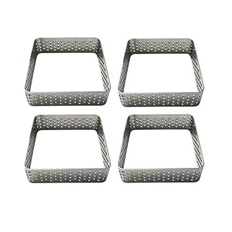 

Square Stainless Steel Porous Mousse Ring Bottom Cake Cake Mold Baking Tool Heat Resistant Porous Cake Mousse Ring, 8 cm