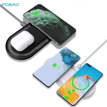 

Dual Fast Wireless Charger 2 Coils 20W 2 in 1 Charging Pad for Apple iPhone SE 2020 11 XS Max XR X 8 Airpods Pro Samsung S20 S10