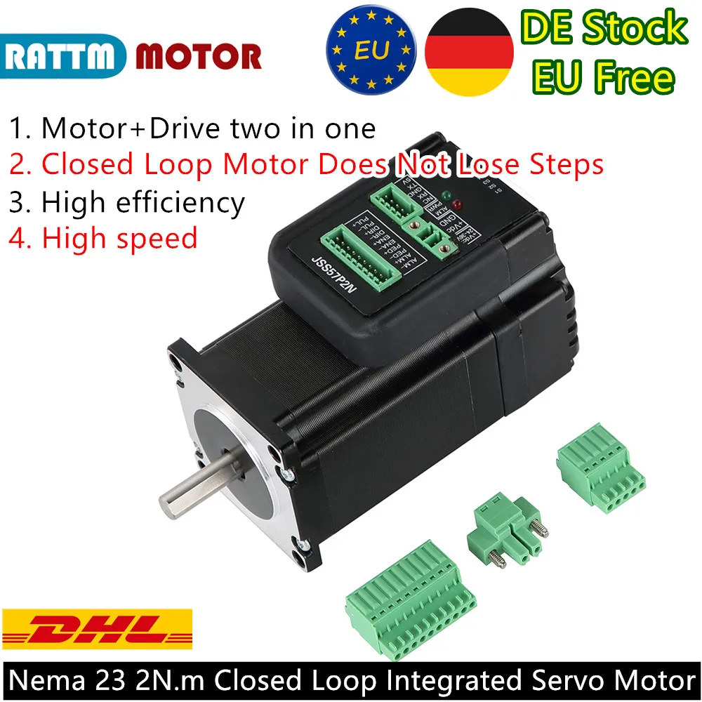 

『EU Free Ship』Nema23 2N.m Closed Loop Integrated Digital Hybrid Servo Motor with Driver 200KHZ 6A DC24V-48V Closed Loop Driver