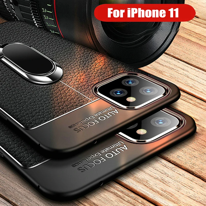 Ikrsses для Apple iPhone 11 Pro Max автомобильный держатель Магнитный кронштейн Подставка кольцо на палец мягкий ТПУ чехол для iPhone 11 анти-осенний чехол