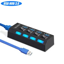 USB 3,0 концентратор 2,0 концентратор Высокоскоростной USB 4 порта сплиттеры с адаптером питания Переключатель ВКЛ/ВЫКЛ несколько разделители USB 3,0 для ПК компьютера