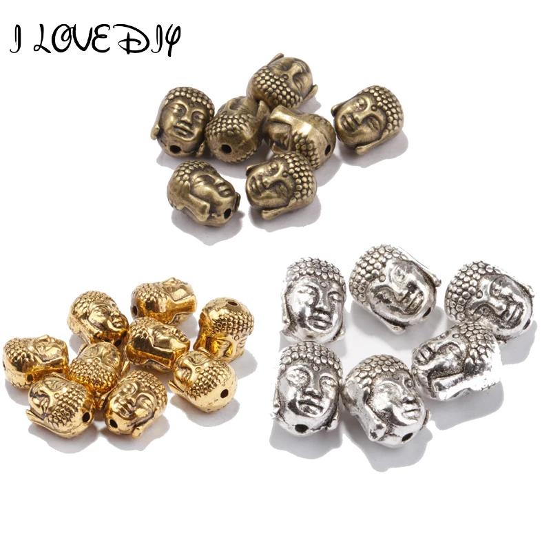 

20Pcs 10x8mm Tibetan Silver Gold Buddha's Head-Shape Loose Beads ForDIYJewelery
