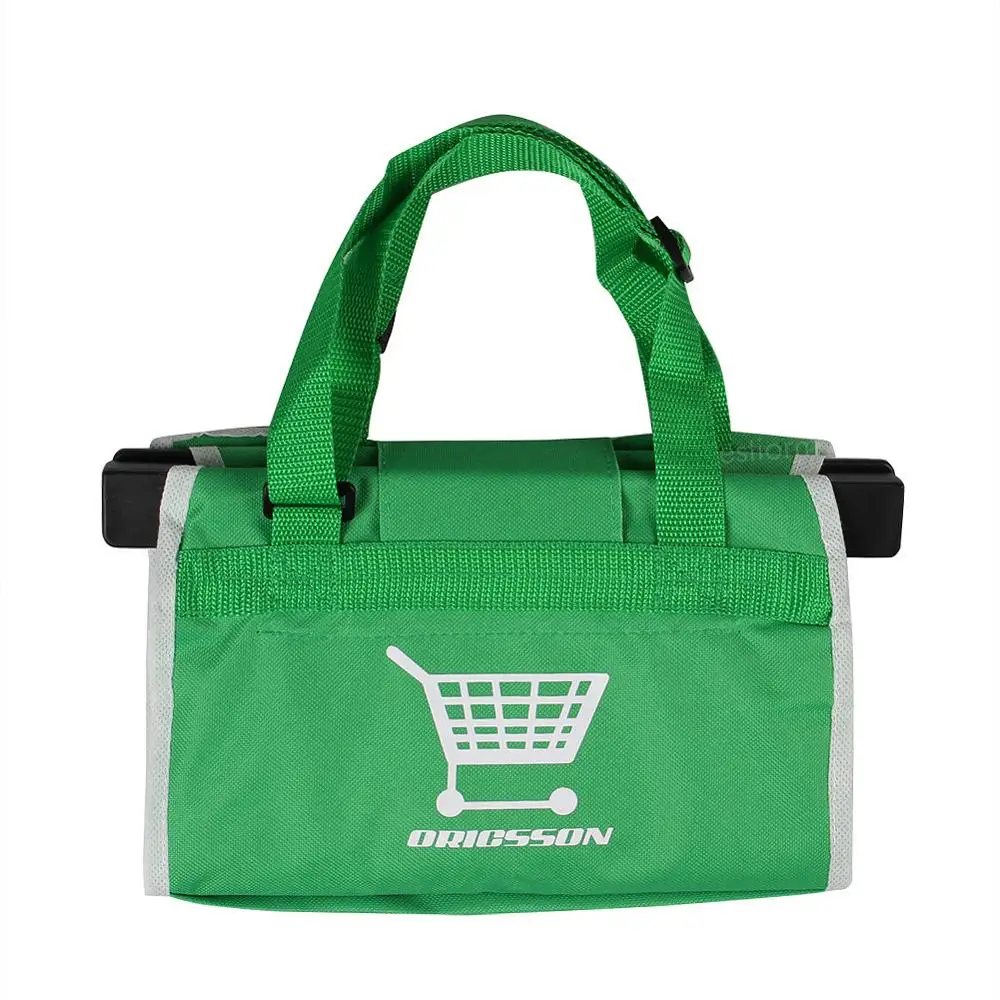 Buy 2Pack Reusable Grocery Bags Shopping Trolley Bags, Green Non-woven Tote  Bags with Handles, Collapsible Grab and Go Bag Clip on Shopping Cart at