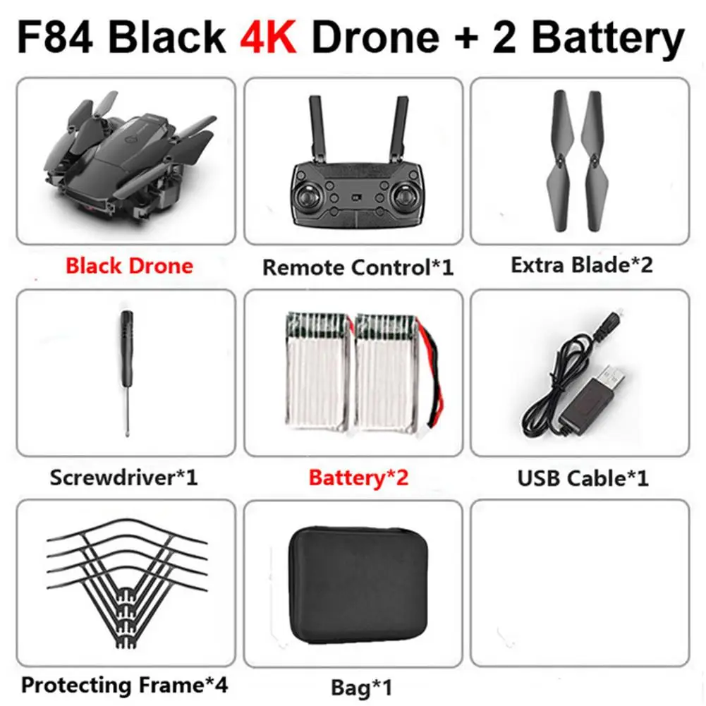 F84 Квадрокоптер беспроводной Радиоуправляемый Дрон с 4 K/5MP/0.3MP HD камерой WiFi FPV Вертолет складной самолет для детей подарочная игрушка - Цвет: 4k 2battery