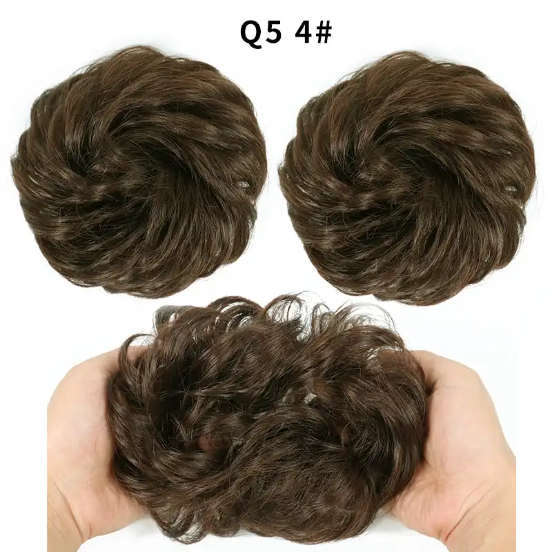 Xinran Synthetic Bun Extensions Curly Messy Bun Hair Scrunchies