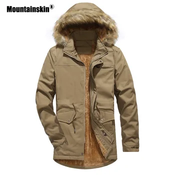 

Mountainskin Men's Parker Coat Winter Mens Thick Hooded Fur Collar Jacket Male Long Casual Outwear Brand Clothing L~3XL SA795