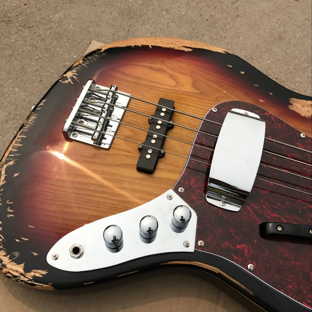 custom shop, handwork 4 Strings Electric bass Guitar.Rosewood fingerboard,Sunburst guitarra.relics by hands gitaar.299 (4)