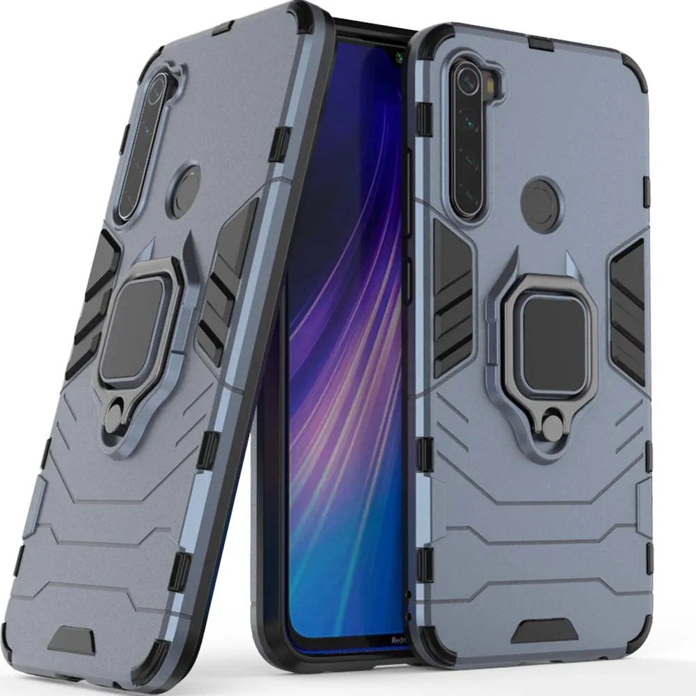 Чехол для Xiaomi Redmi Note 8, автомобильный магнитный держатель для кольца, Гибридный Силиконовый чехол, Прочный чехол для телефона Redmi Note 8 6,3 дюйма