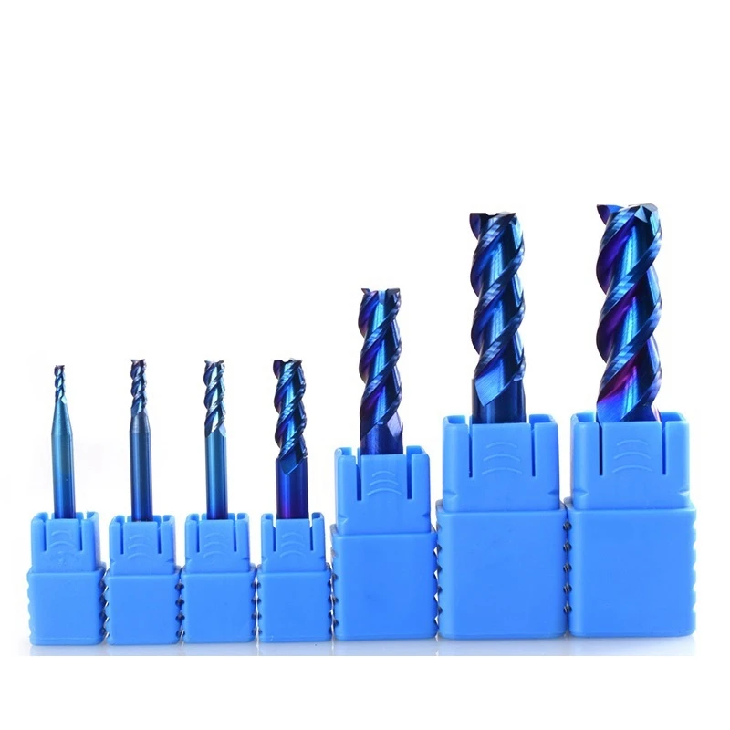 

7Pcs 2-12mm Blue Coated 3 Flute Carbide End Mills Cutting Milling Cutter Spiral Router Bit CNC End Mill