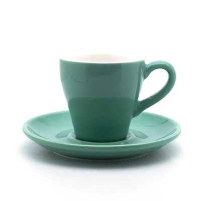 Тюльпаны форма Макарон цвет черная кружка с кофе и набор блюдец кафе бытовой офис итальянский эспрессо Demitasse Прямая поставка оптом - Цвет: Зеленый