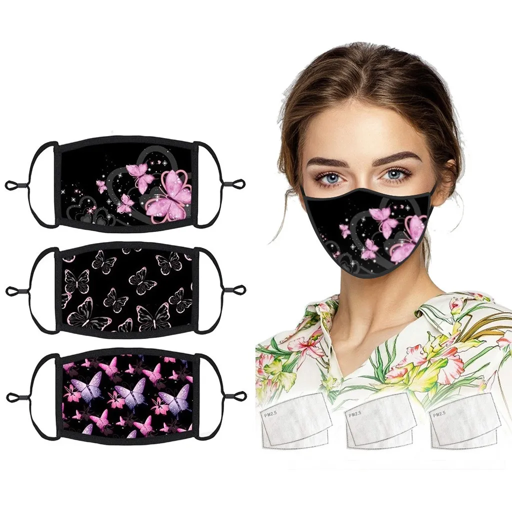 3Pcs Fashion Adult Colorful Print Pattern Face Mask Earloop Mouth Masks Washable Reusable Breathable | Красота и здоровье