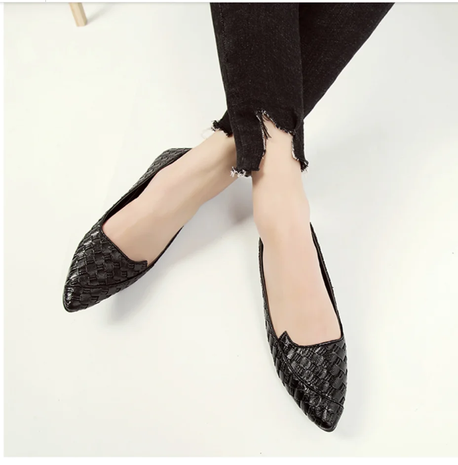 Новые 2021 весенние женские лоферы балерины Scarpe Donna Кожаные туфли лодочки с острым