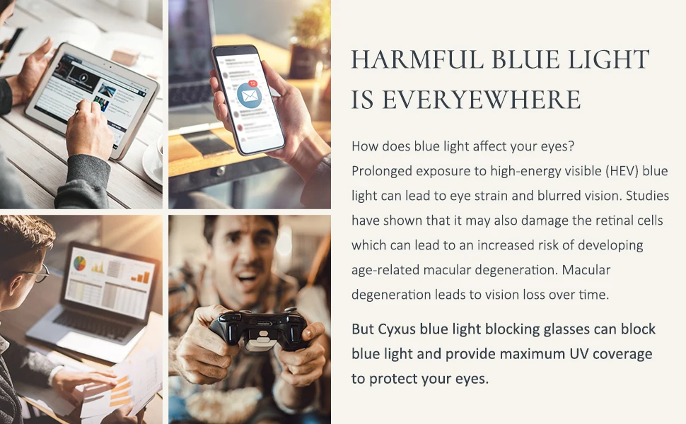 Person - Cyxus Blue Light Blocking Computer Glasses Anti UV Fatigue Headache Eyeglasses Clear Lens Gaming Eyewear for Men and Women