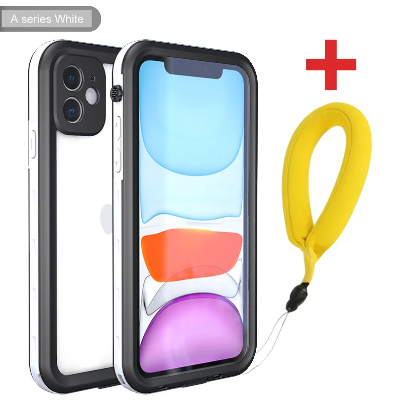 White with Strap SHELLBOX водонепроницаемый чехол для iPhone 11 Pro MAX чехол для подводного плавания противоударный чехол для iPhone 7 8 Plus XR XS Max полный Чехол - Цвет: White with Strap