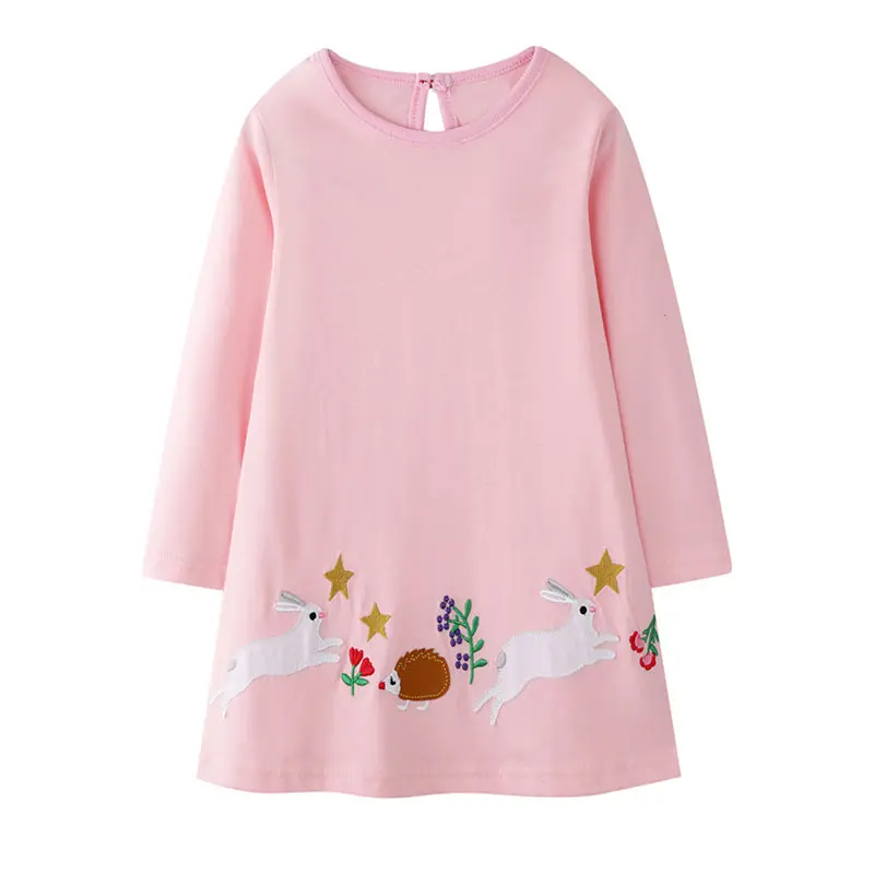 VIKITA vestido infantil Unicornio/платья с длинными рукавами с героями мультфильмов для девочек; платье для девочек с аппликацией в виде животных; осенняя одежда для девочек с единорогом - Цвет: REJM7218