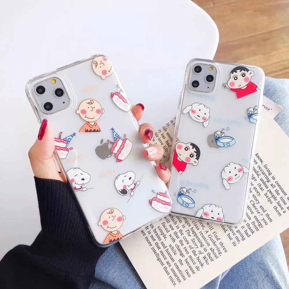 

Cartoon peanuts Charlie Brown Transparent TPU Phone Case For iPhone X XS Max Xr 8 7 6 6s Plus Crayon Shinchan for iphone 11 11pro max Funny Space stars Phone Cover