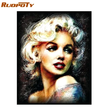 

RUOPOTY Frame Picture Diy Painting By Numbers Marilyn Figure Canvas By Numbers Handpainted Oil Painting Home Wall Arts Diy Gift