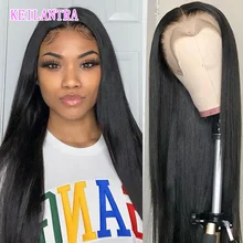

Straight Lace Front Wig Human Hair Natural Color Transparent Wigs For Black Women Brazilian Remy 30 Inch Pre-Plucked 180 Density