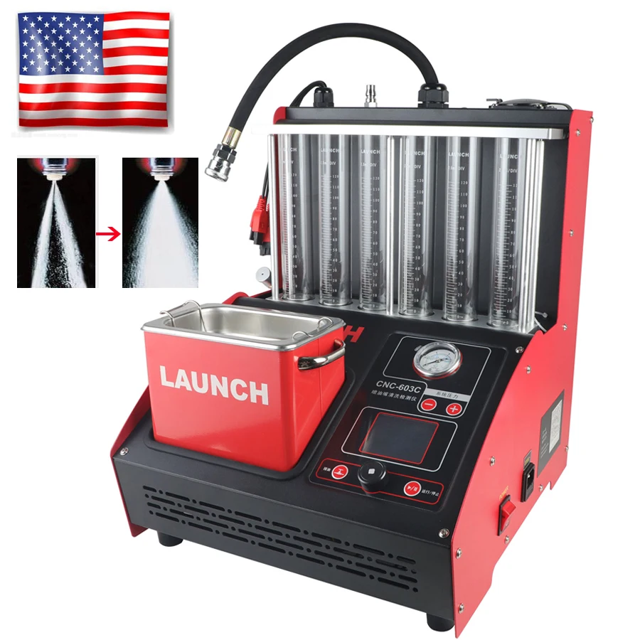 US $599.00 Launch CNC603C Car Fuel Injector Tester Cleaner Machine Injector Flushing Nozzles MultiLanguage Ultrasound Cleaning Equipment