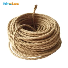 Beige 5/10/20 Meters Vintage Electrical Wire Hemp Rope Woven Textile Wire Twisted Cable Braided Wire Retro Pendant Light Line