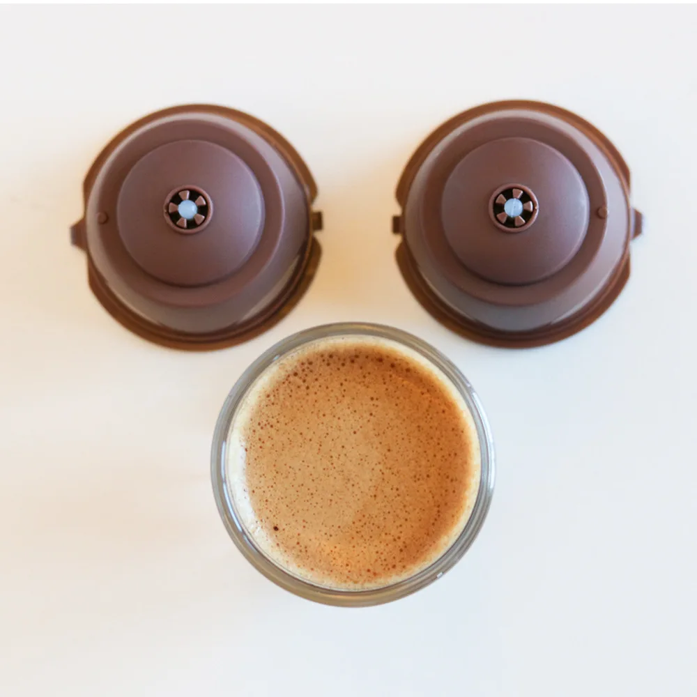 Rich Crema 3Pcs Reusable Coffee Capsule Filter for Nescafe Dolce Gusto Machine Refillable Caps Spoon Brush Filter Baskets Pod