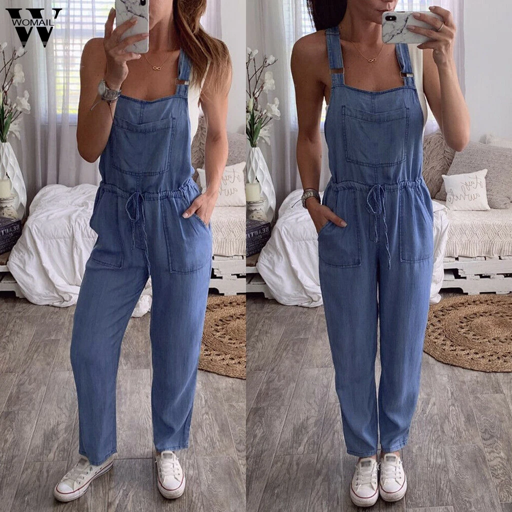 Womail Jumpsuit Women Fashion Sleeveless long bodysuit Ladies Overalls Denim Jeans Romper Loose Pocket Wide Leg Playsuit 919 Womail Jumpsuit Women Fashion Sleeveless long bodysuit Ladies Overalls Denim Jeans Romper Loose Pocket Wide Leg Playsuit 919