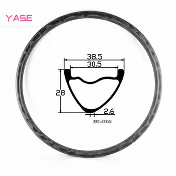 

YASE 29er XC ultralight carbon mtb disc rim bow-knot appearance 38.5x28mm asymmetry tubeless bicycle wheel carbon disc mtb rims