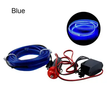 

5M Car Interior Lighting Auto LED Strip EL Wire Rope Tube Line Flexible Neon Light with 12V Cigarette Lighter Drive